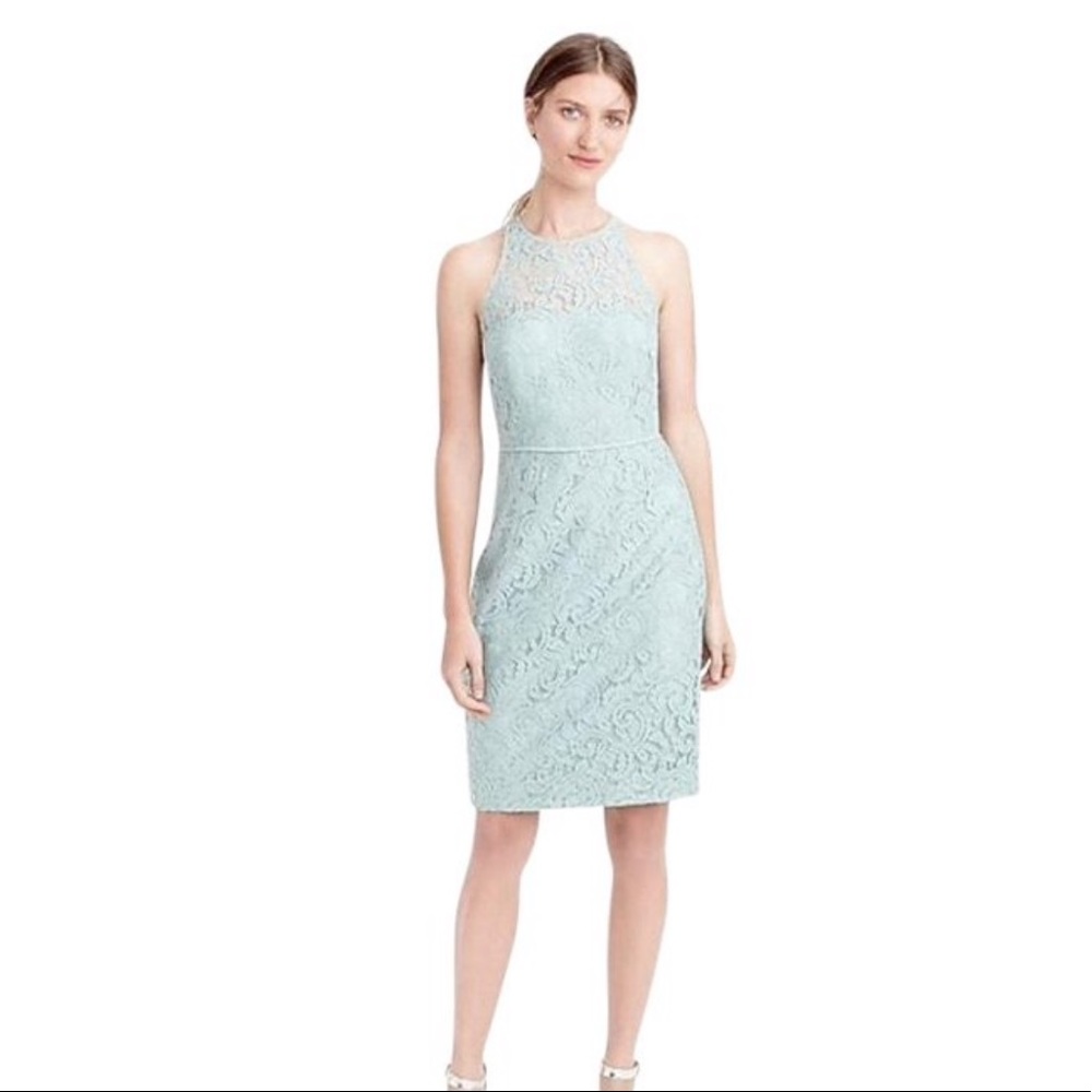 J.Crew Dusty Shale Pamela In Leavers Lace Dress